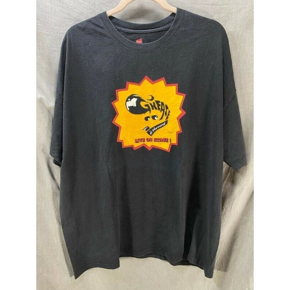 Grease Live On Stage Shirt Adult 2XL Black West Orange HS Short Sleeve Tee Mens.